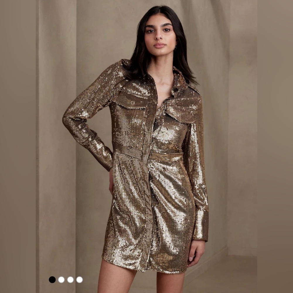 Banana Republic Gold Sequin Mini Dress